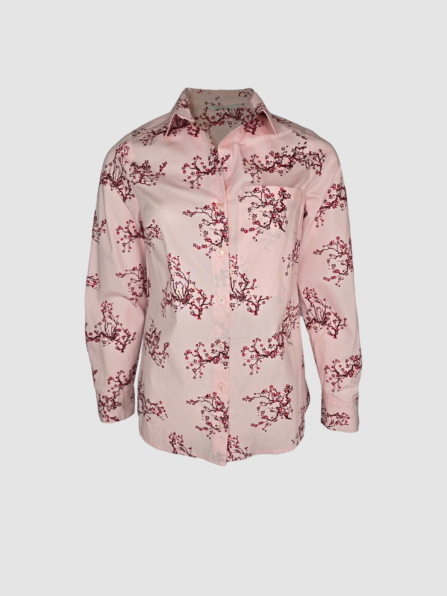 Camisa Rosa Manga Larga Estampado Floral