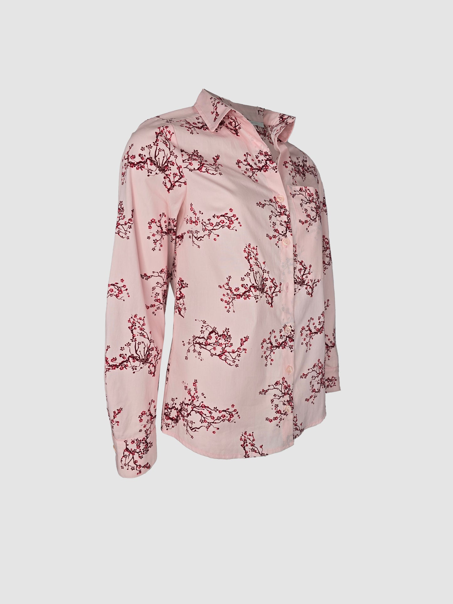 Camisa Rosa Manga Larga Estampado Floral