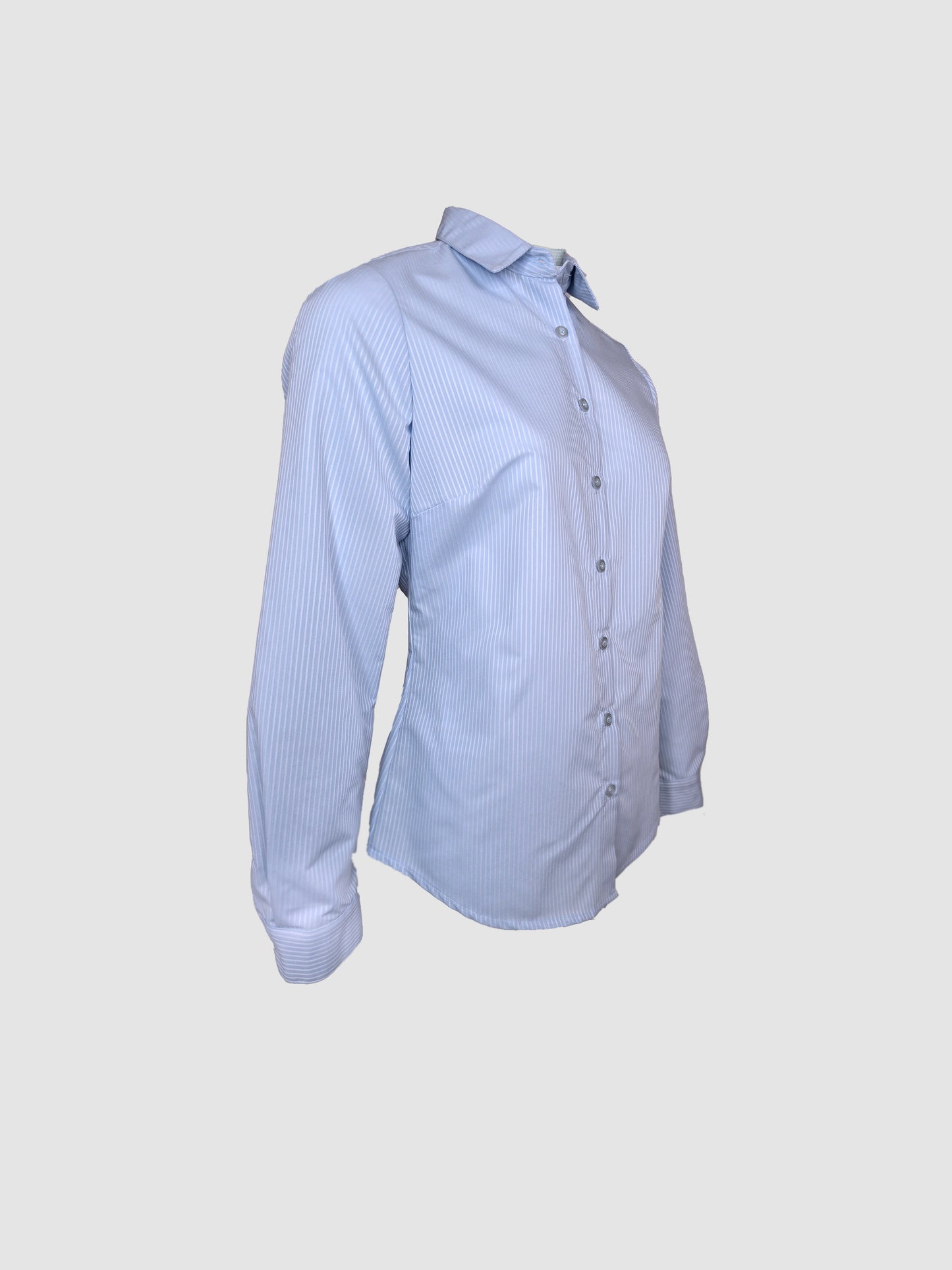 Camisa Azul Rayas en Relieve Manga Larga