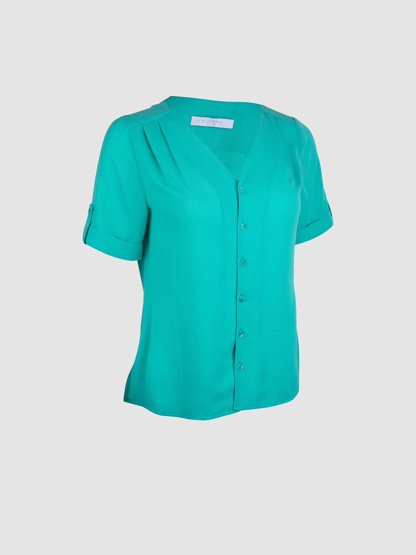 Petite Blusa Jade Manga Corta Con Pliegues en Hombro